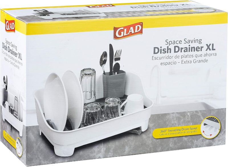 Photo 3 of Glad Dish Rack with Drainer | Kitchen Sink Organizer with Cutlery Tray | 360 Degree Drain Spout Keeps Countertop Dry | Holds Up to 12 Plates, Extra Large