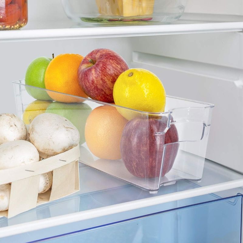 Photo 2 of 2 PK - Glad Plastic Refrigerator Organizer Bin – Clear Stackable Fridge/Freezer Storage Container, 14.5” x 4.2” x 4”