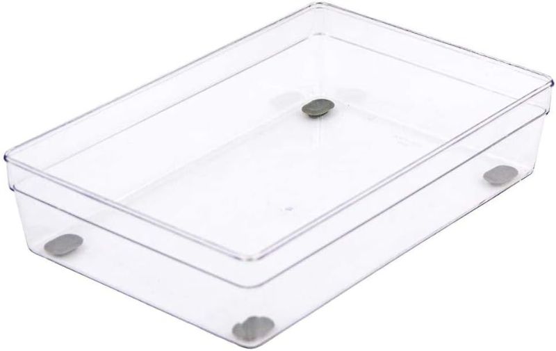 Photo 1 of 2 PK - Glad Plastic Drawer Storage Tray – Heavy Duty Organizer Bin for Home, Kitchen, Bath, Bedroom, Office | Non-Slip Feet, 9x6, Clear
