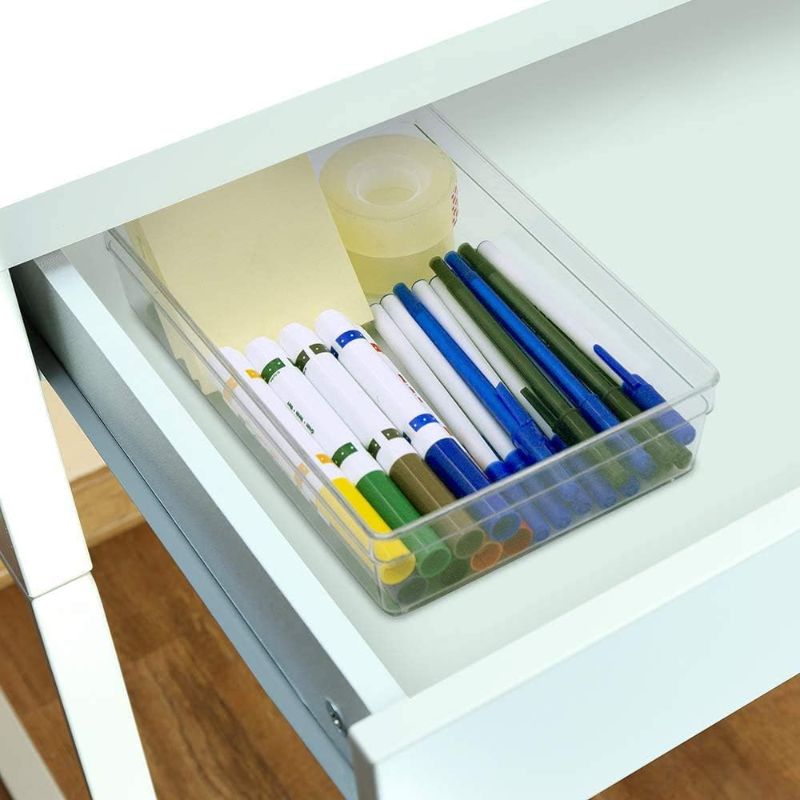 Photo 2 of 2 PK - Glad Plastic Drawer Storage Tray – Heavy Duty Organizer Bin for Home, Kitchen, Bath, Bedroom, Office | Non-Slip Feet, 9x6, Clear
