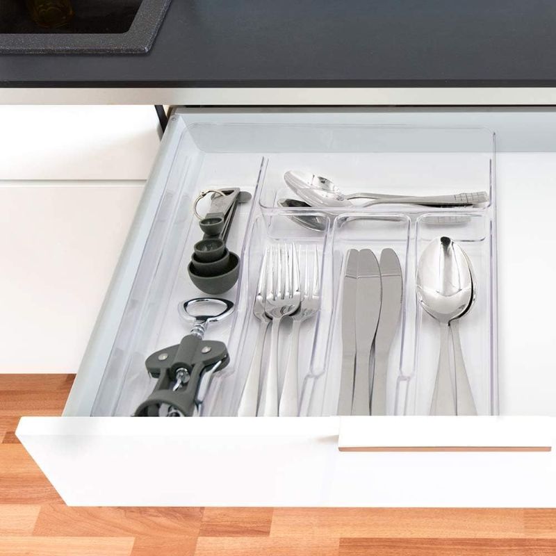 Photo 2 of Glad Silverware Organizer Plastic Tray - Kitchen Cutlery Holder for Flatware and Utensil Drawers, Clear