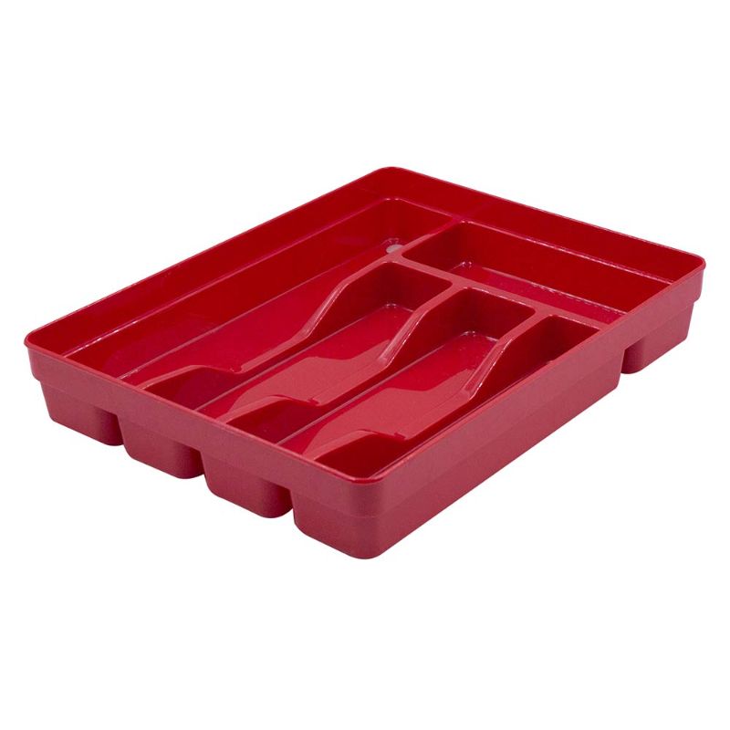 Photo 1 of Glad Silverware Organizer Plastic Tray-Kitchen Cutlery Holder for Flatware and Utensil Drawers, Red