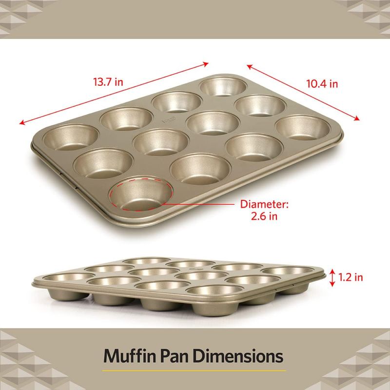 Photo 3 of Glad Muffin Pan Nonstick - Heavy Duty Metal Cupcake Tin with Round Baking Cups, 12-Cup