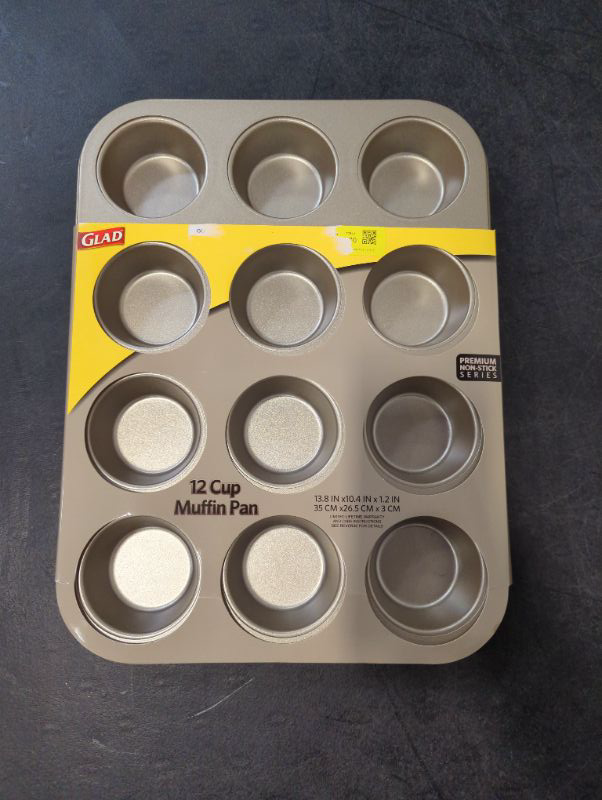 Photo 4 of Glad Muffin Pan Nonstick - Heavy Duty Metal Cupcake Tin with Round Baking Cups, 12-Cup