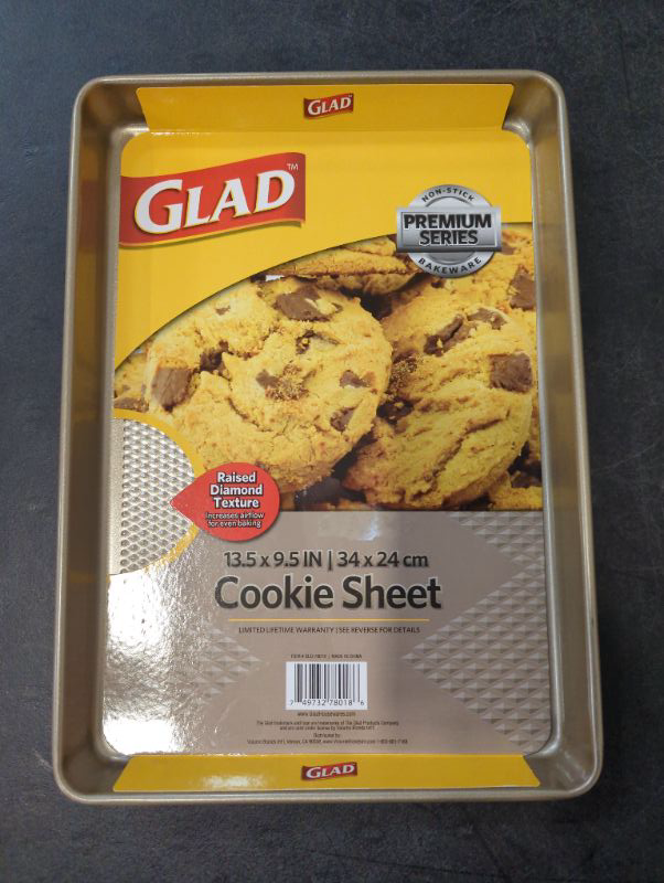 Photo 3 of Glad Premium Nonstick Cookie Sheet – Heavy Duty Baking Pan with Raised Diamond Texture, Small, Gold