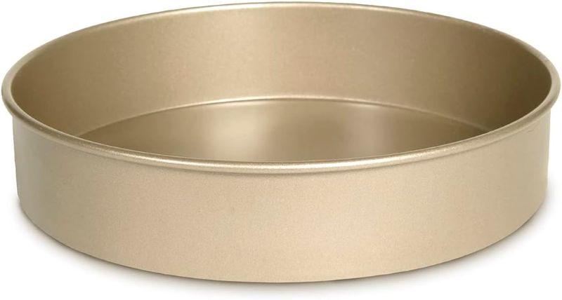Photo 1 of 2 Pack - Glad Square Baking Pan Nonstick - Heavy Duty Metal Bakeware for Cakes and Brownies + Glad Round Baking Pan Nonstick-Heavy Duty Metal Bakeware for Cakes and Desserts, Gold

