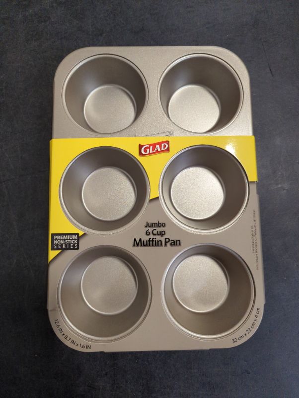 Photo 4 of Glad Jumbo Muffin Pan Nonstick – Heavy Gauge Large Cupcake Tin for Baking, Jumbo 6-Cup