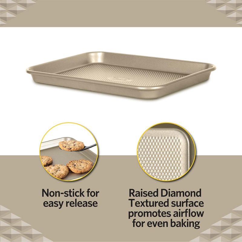 Photo 2 of Glad Premium Nonstick Cookie Sheet – Heavy Duty Baking Pan with Raised Diamond Texture, Small, Gold