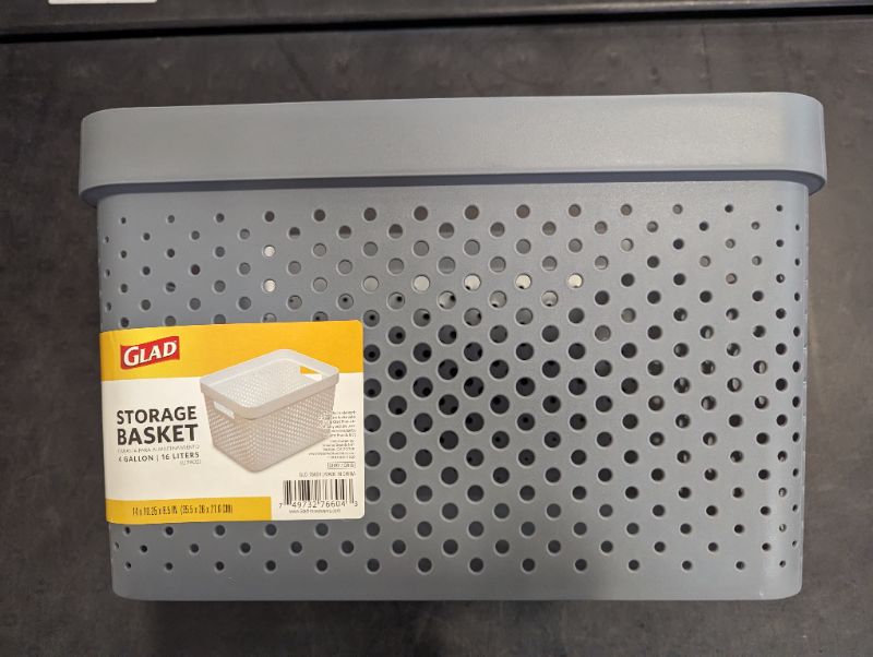 Photo 2 of GLAD - Grey Perforated Storage Basket, 4 Gal.