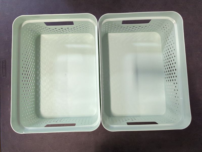 Photo 2 of GLAD - Mint Green Perforated Storage Basket, 2 Gal. - 2PK