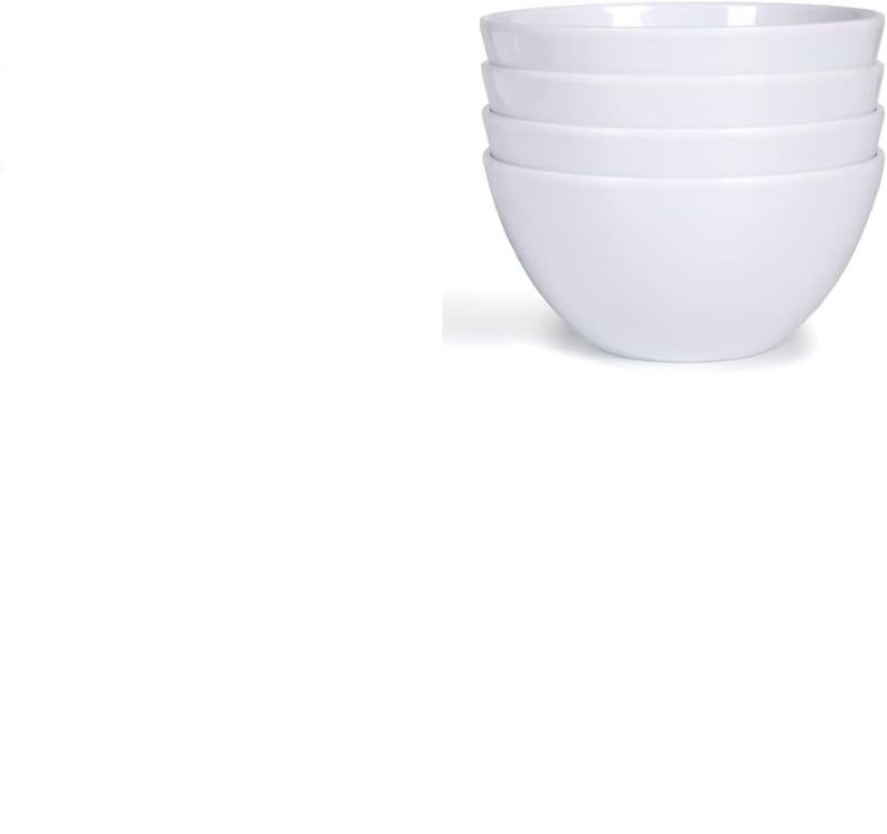 Photo 1 of 6-inch Melamine Bowls, Cereal Bowls Salad Bowls, set of 4 White | 100% Melamine, Dishwasher Safe, BPA Free