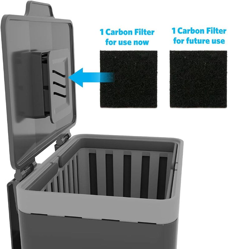Photo 2 of Glad Compost Bin for Kitchen, 1.5 Gallon | Plastic Container with Removable Inner Basket, Bag Storage Holder, and Carbon Odor Blocking Filters, Gray