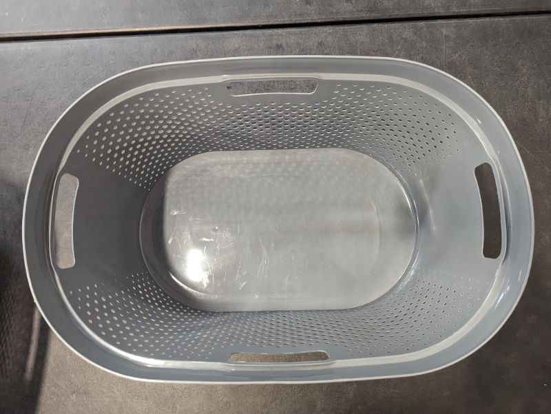 Photo 3 of Clorox Laundry Basket Plastic - Portable Clothes Hamper with Handles - Short Storage Bin for Bedroom and Baby Nursery, 1 Bushel/38L, Grey