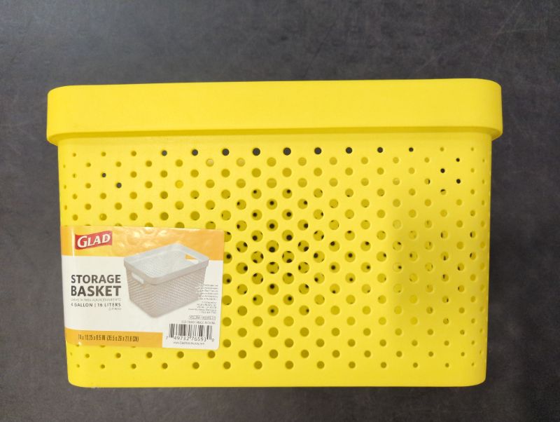 Photo 2 of GLAD - Yellow Perforated Storage Basket, 4 Gal.
