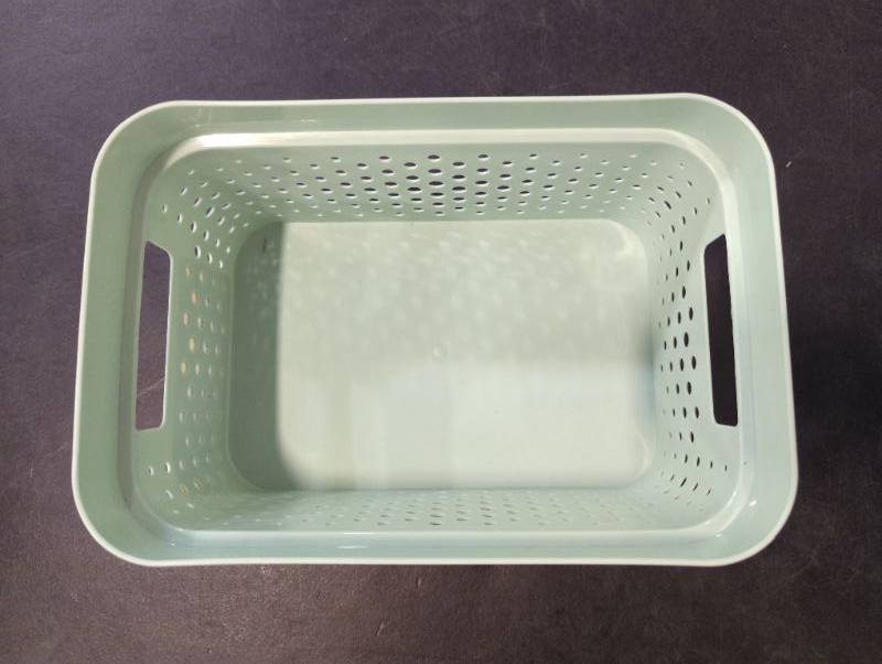 Photo 2 of GLAD - Plastic Baskets For Organizing, Set Of 4 | Pantry Storage For Under Counter, Linen Closet, And Bathroom | Nesting Shelf Bins With Handles, 1 Gallon, Mint Green

