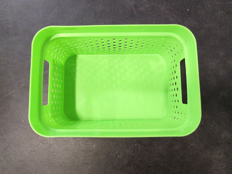 Photo 3 of GLAD - Plastic Baskets For Organizing, Set Of 4 | Pantry Storage For Under Counter, Linen Closet, And Bathroom | Nesting Shelf Bins With Handles, 1 Gallon, Bright Green
