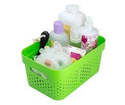 Photo 1 of GLAD - Plastic Baskets For Organizing, Set Of 4 | Pantry Storage For Under Counter, Linen Closet, And Bathroom | Nesting Shelf Bins With Handles, 1 Gallon, Bright Green
