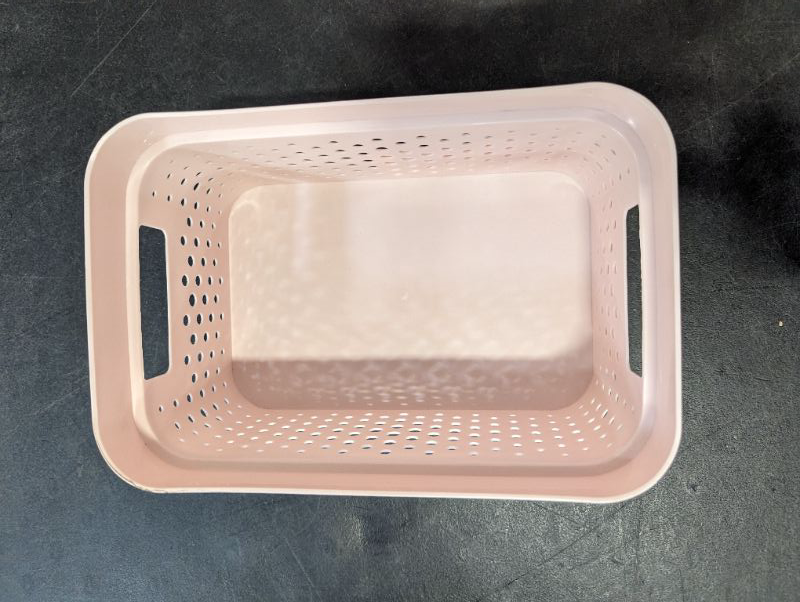 Photo 2 of GLAD - Plastic Baskets For Organizing, Set Of 4 | Pantry Storage For Under Counter, Linen Closet, And Bathroom | Nesting Shelf Bins With Handles, 1 Gallon, Light Pink