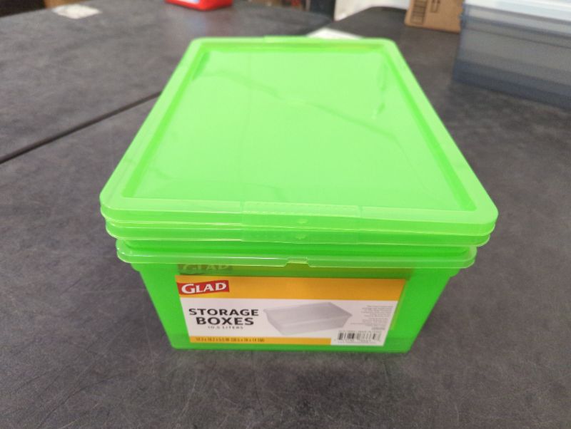 Photo 4 of 2PK - Glad - Storage Box w/Lid, Green - 10.5L

