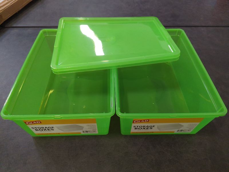 Photo 3 of 2PK - Glad - Storage Box w/Lid, Green - 10.5L
