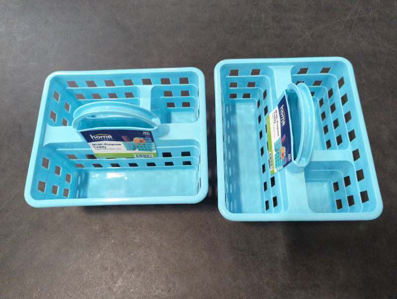 Photo 2 of 2 Pack - Multi-Purpose Plastic Caddy with Handle - 3 Compartments - Blue (SEE PHOTOS, stock image for reference)