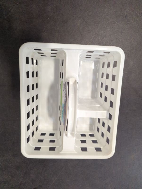 Photo 3 of 2 Pack - Multi-Purpose Plastic Caddy with Handle - 3 Compartments - White