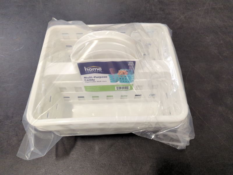 Photo 4 of 2 Pack - Multi-Purpose Plastic Caddy with Handle - 3 Compartments - White