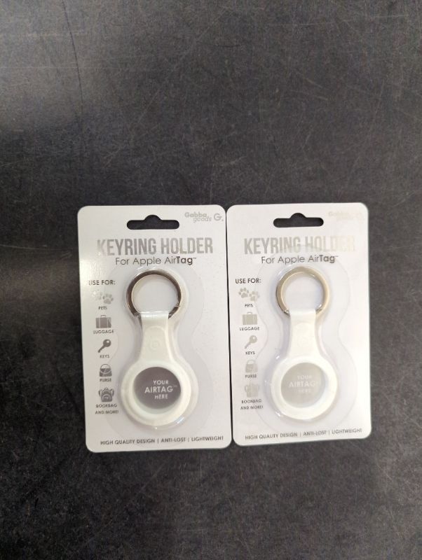 Photo 2 of Gabba Goods - Keyring Holder for Apple Air Tag - White - 2 Pack