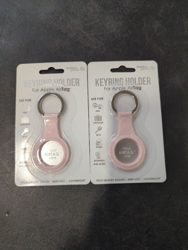 Photo 2 of Gabba Goods - Keyring Holder for Apple Air Tag - Pink - 2 Pack