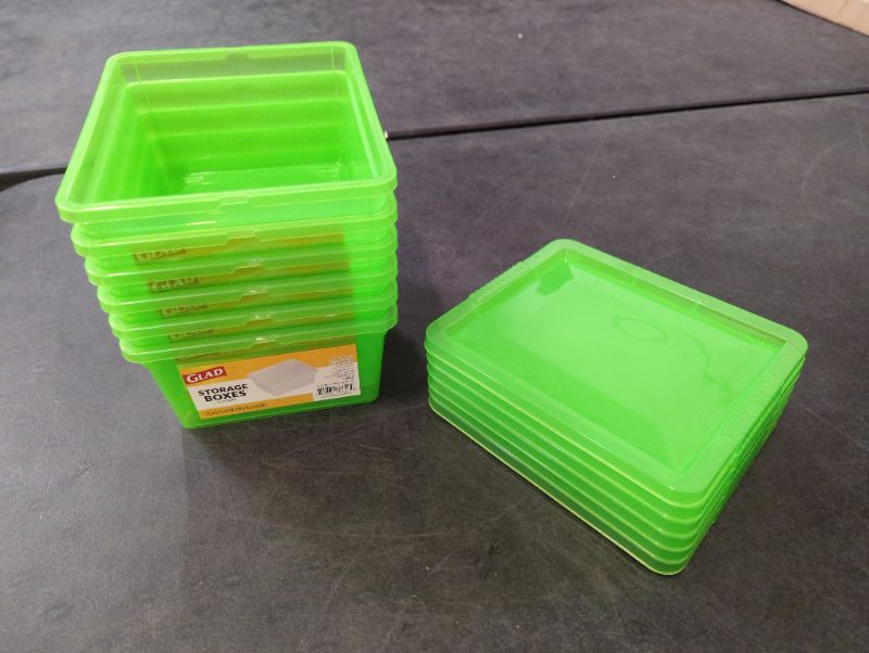 Photo 2 of 6 Pack - Glad Storage Box 2L w/Lid - Green
