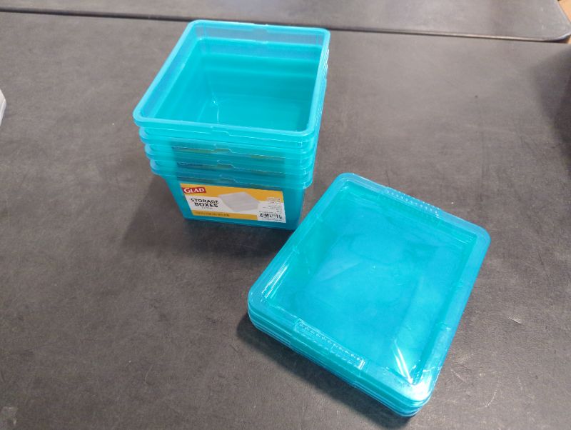 Photo 1 of 4 Pack - Glad Storage Box 2L w/Lid - Blue
