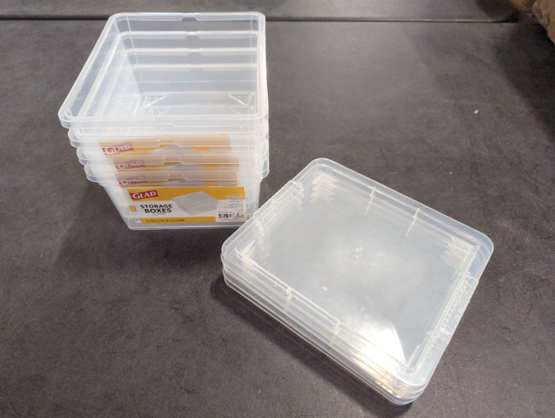 Photo 1 of 4 Pack - Glad Storage Box 2L w/Lid - Clear
