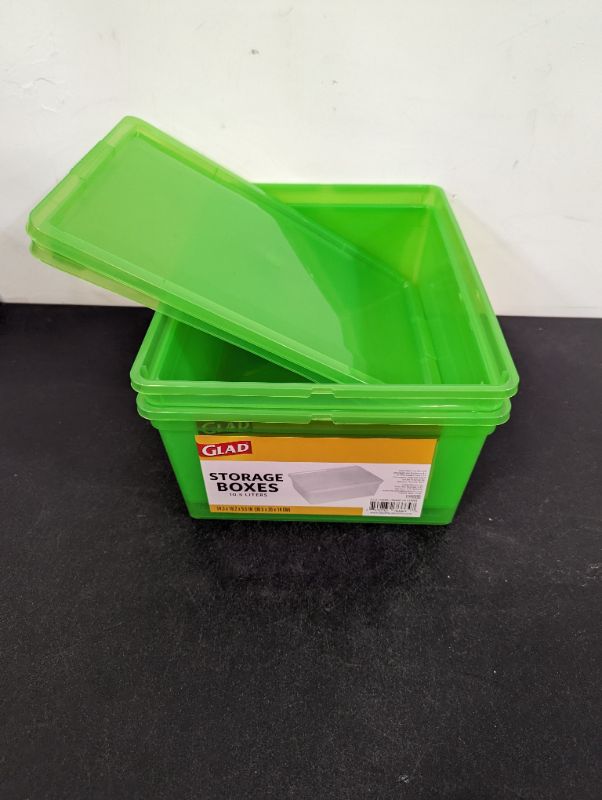 Photo 2 of 2 Pack -Glad Storage Box 10.5L w/Lid - Green
