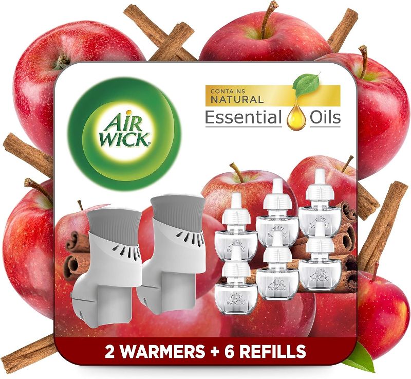 Photo 1 of Air Wick Plug in Scented Oil Starter Kit (2 Warmers + 6 Refills) Apple Cinnamon , Essential Oils, Air Freshener