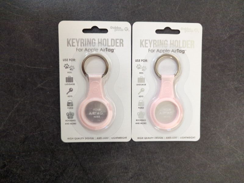 Photo 2 of Gabba Goods - Keyring Holder For Apple Air Tag - Pink - 2 Pack
