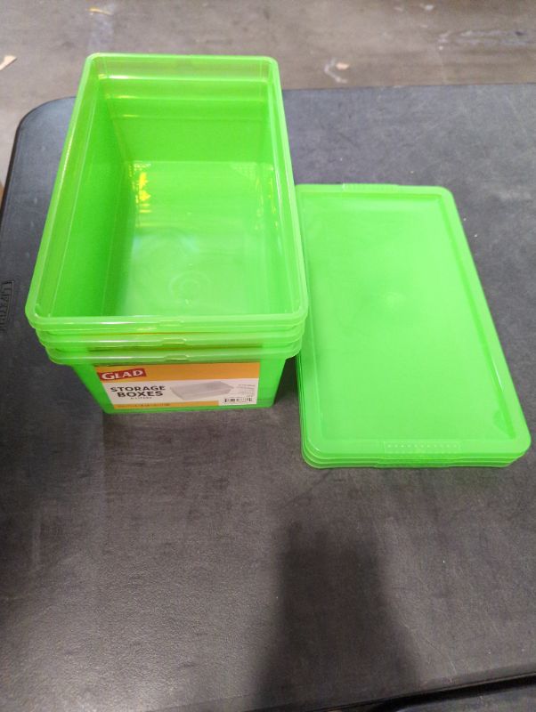 Photo 2 of 3 Pack - Glad Storage Box 6L w/Lid - Green