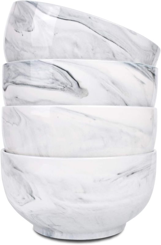 Photo 1 of **REFER TO PHOTOS** GLAD - 6" Melamine Round Bowl - Set of 4 - White & Grey Marble Design - stock photo to show style of bowl