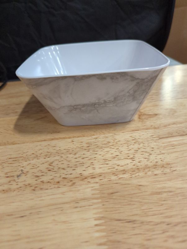 Photo 2 of **REFER TO PHOTOS** GLAD - 6" Melamine Square Bowl - Set of 4 - White & Grey Marble Design - stock photo to show style/size of bowl