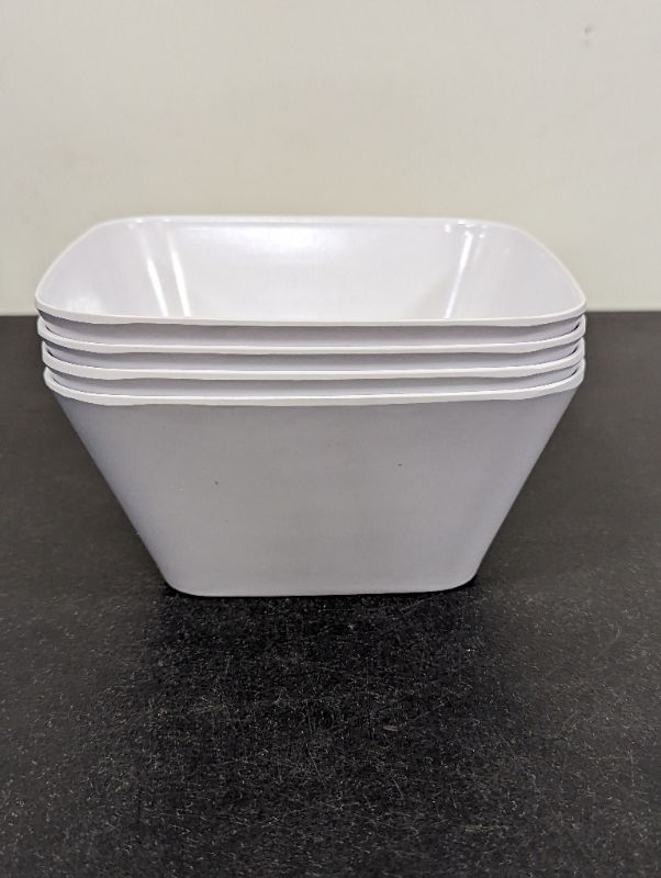 Photo 3 of GLAD - 6" Melamine Square Bowl - Set of 4 - White