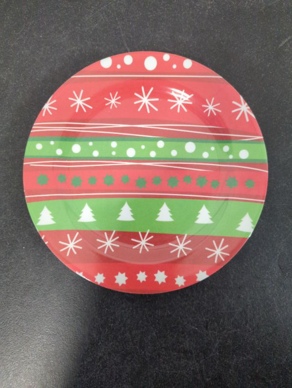 Photo 2 of GLAD - Melamine Plates set of 4, 8" Round Dinner Plates Set for Indoor and Outdoor Use, Christmas Design