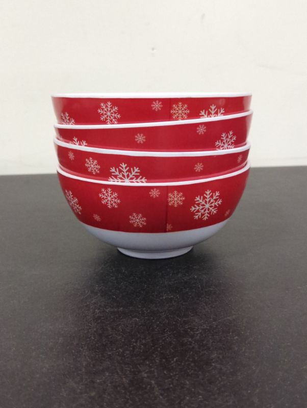 Photo 1 of GLAD - Melamine Bowls set of 4, 6" Round Bowls Set for Indoor and Outdoor Use, Snowflakes