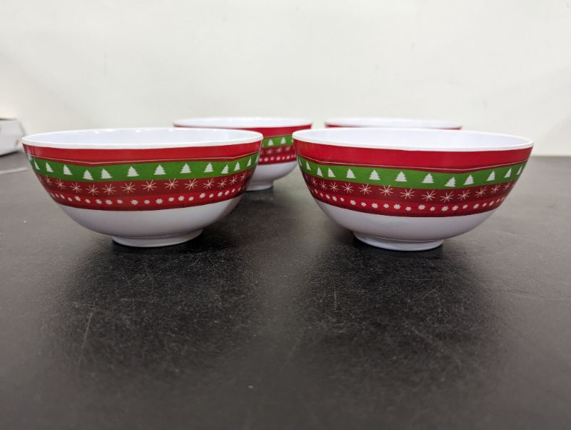 Photo 3 of GLAD - Melamine Bowls set of 4, 6" Round Bowls Set for Indoor and Outdoor Use, Christmas Design