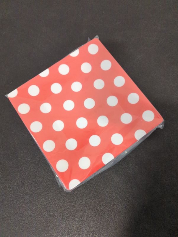 Photo 3 of Set of 6 - 9.8" Square Melamine Plates - Red w/White Polka Dots