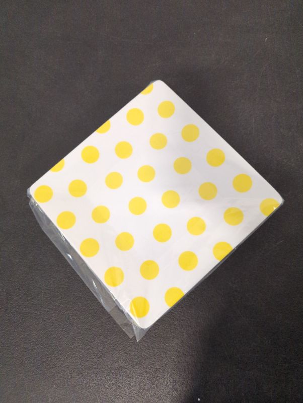 Photo 3 of Set of 6 - 9.8" Square Melamine Plates - White w/Yellow Polka Dots