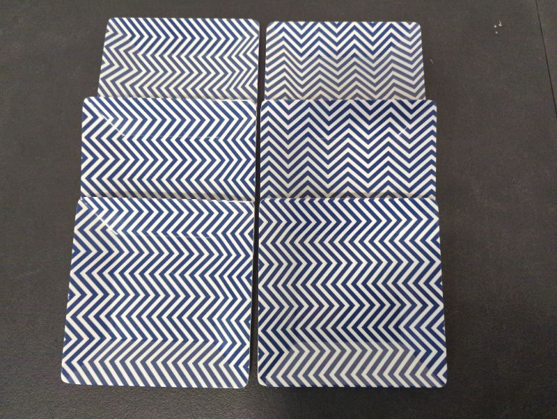 Photo 2 of Set of 6 - 8" Square Melamine Plates - Chevron Pattern - Navy