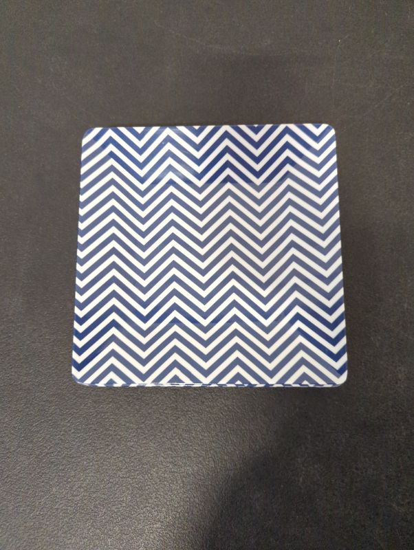 Photo 1 of Set of 6 - 8" Square Melamine Plates - Chevron Pattern - Navy