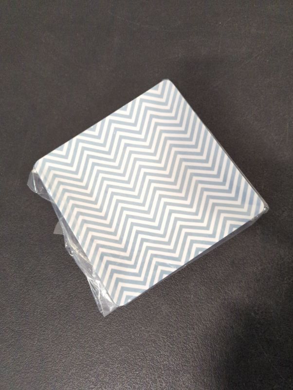 Photo 3 of Set of 6 - 8" Square Melamine Plates - Chevron Pattern - Pale Blue/Grey