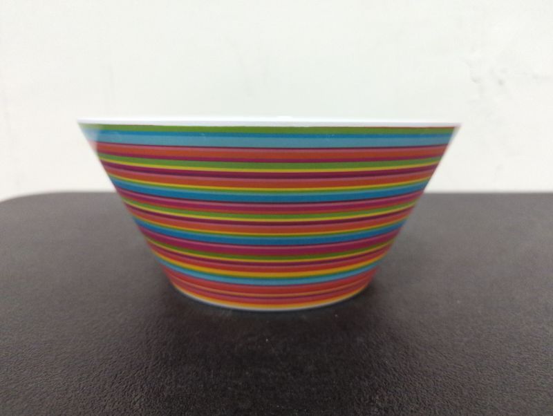 Photo 1 of 10-Inch Melamine Serve Mixing Bowl for Everyday Meals - Ideal for Cereal, Snacks, Popcorn, Salad, and Fruits - Colorful Stripes