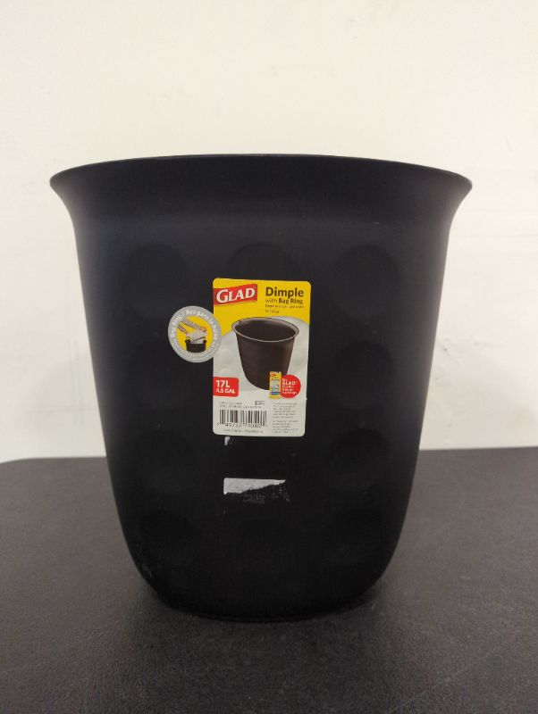 Photo 4 of Glad Dimple Oval Trash Can Waste Bin 17L with Bag Ring, Black