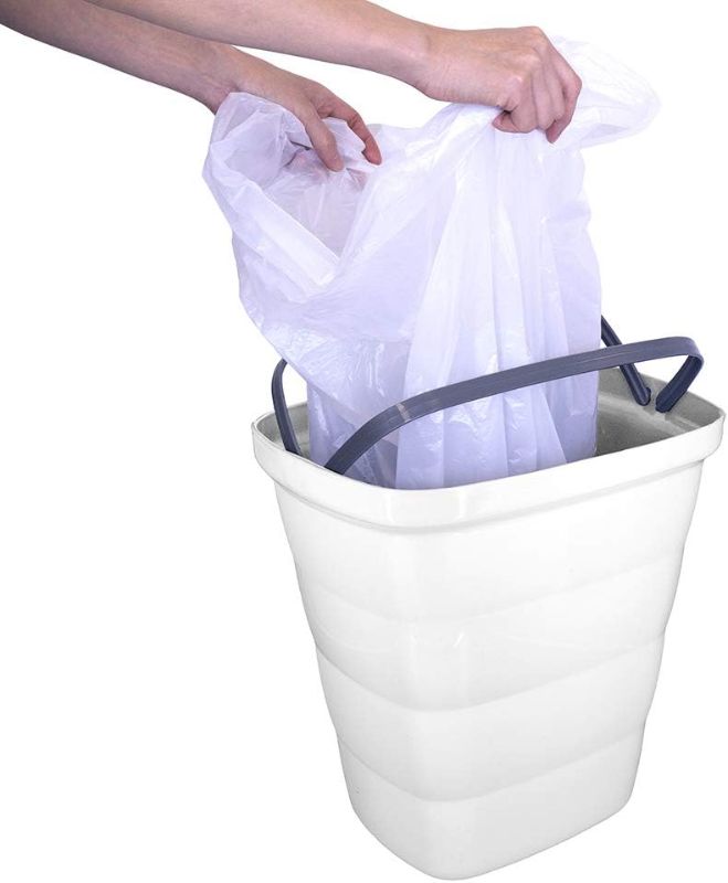 Photo 2 of Glad Metro Plastic Waste Bin – 14L, Rectangle with Bag Ring, White
